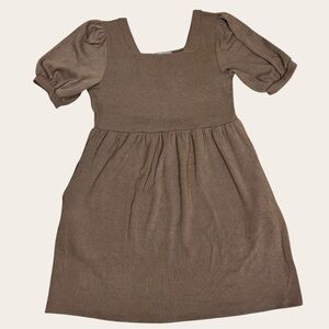 Pixi + Ivy Womens Square Neck Ribbed Stretchy Cottagecore Dress L Tan Lagenlook‎